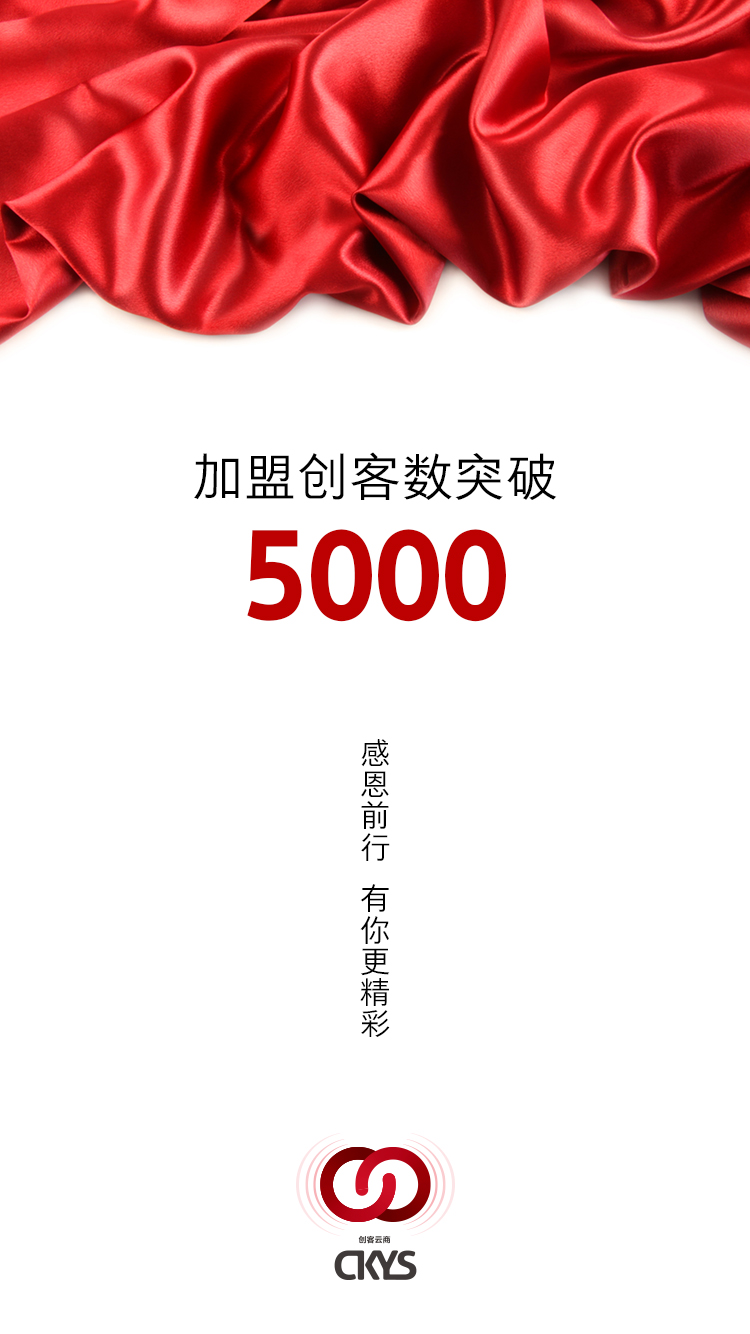 再次祝贺！创客突破5000人啦！感谢所有创客家人对创客云商的认可，因为有你们，我们才能走得这么快。今天又是一个新的起点，因为有你，未来更精彩！